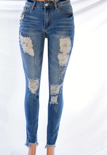 DAMEN BLAUES THEMA DEKORATIVE ROSE PERLE BLING DESIGN - Bild 1 von 3