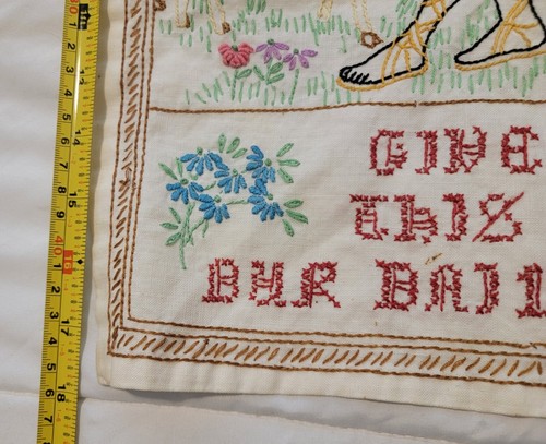 Bible Verse Embroidery Dresser Scarf Vintage Set Of 2 10"x10"/ 12"x18" See Photo - Picture 17 of 21