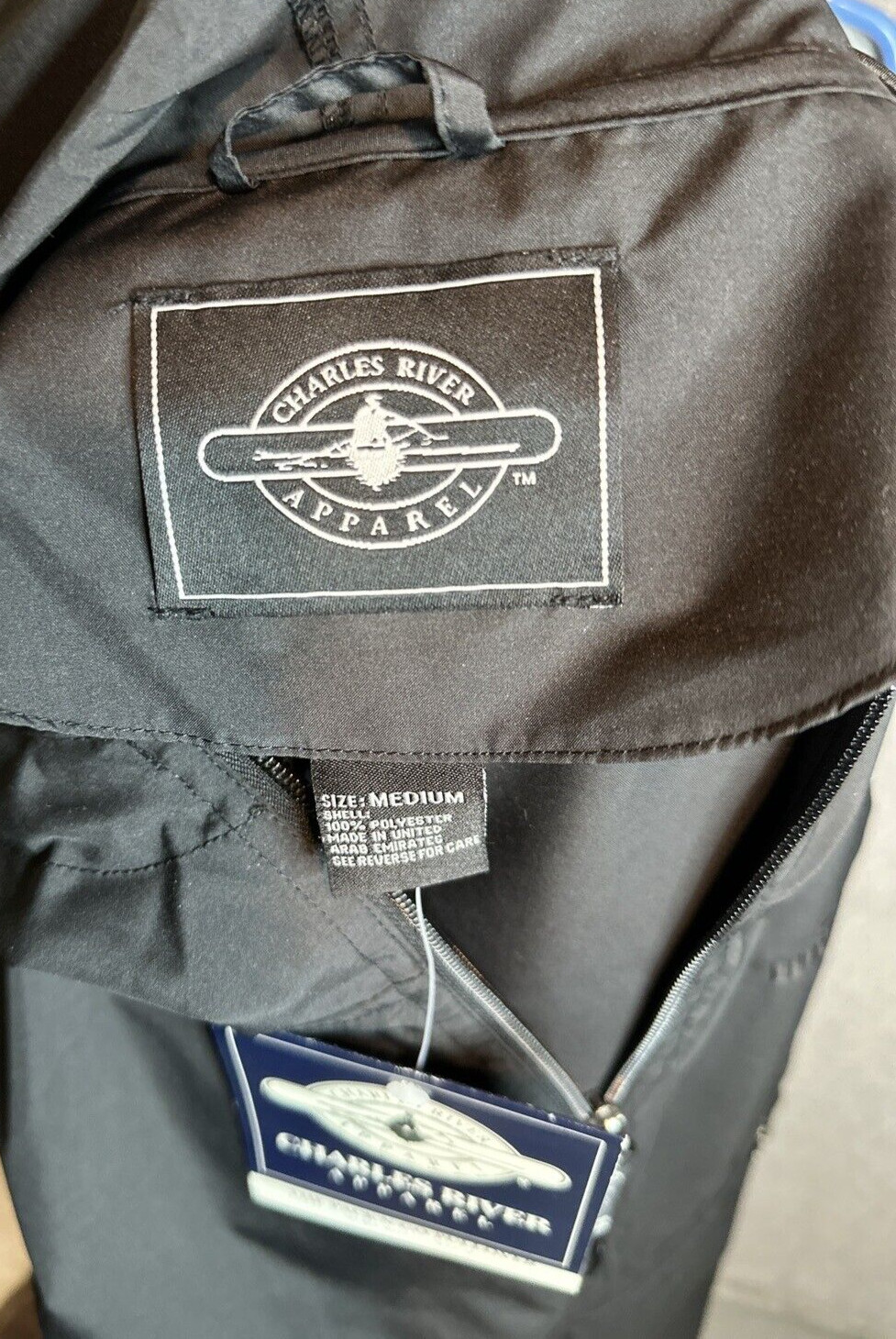Charles River Apparel Rain Jacket Black M Windbreaker 1/2 Zipper Pullover Nwt.