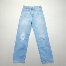 Madewell The Perfect Vintage Straight Jeans Womens 26 Blue High Rise Distressed