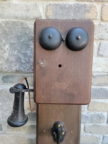 Vintage Antique KELLOGG Northern Electric c1900 Oak Crank Wall Telephone - Picture 2 of 24