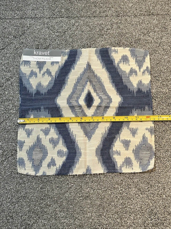Kravet Thom Filicia Fabric Sample 12” x 11.75” Rigi Ink Blue Diamond Crafts - Image 3 of 4