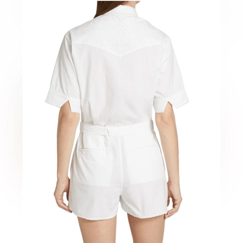Rag & Bone Romper Womens Size 2 Surplus Cotton Surplus Belted white embroidered - Image 2 of 4