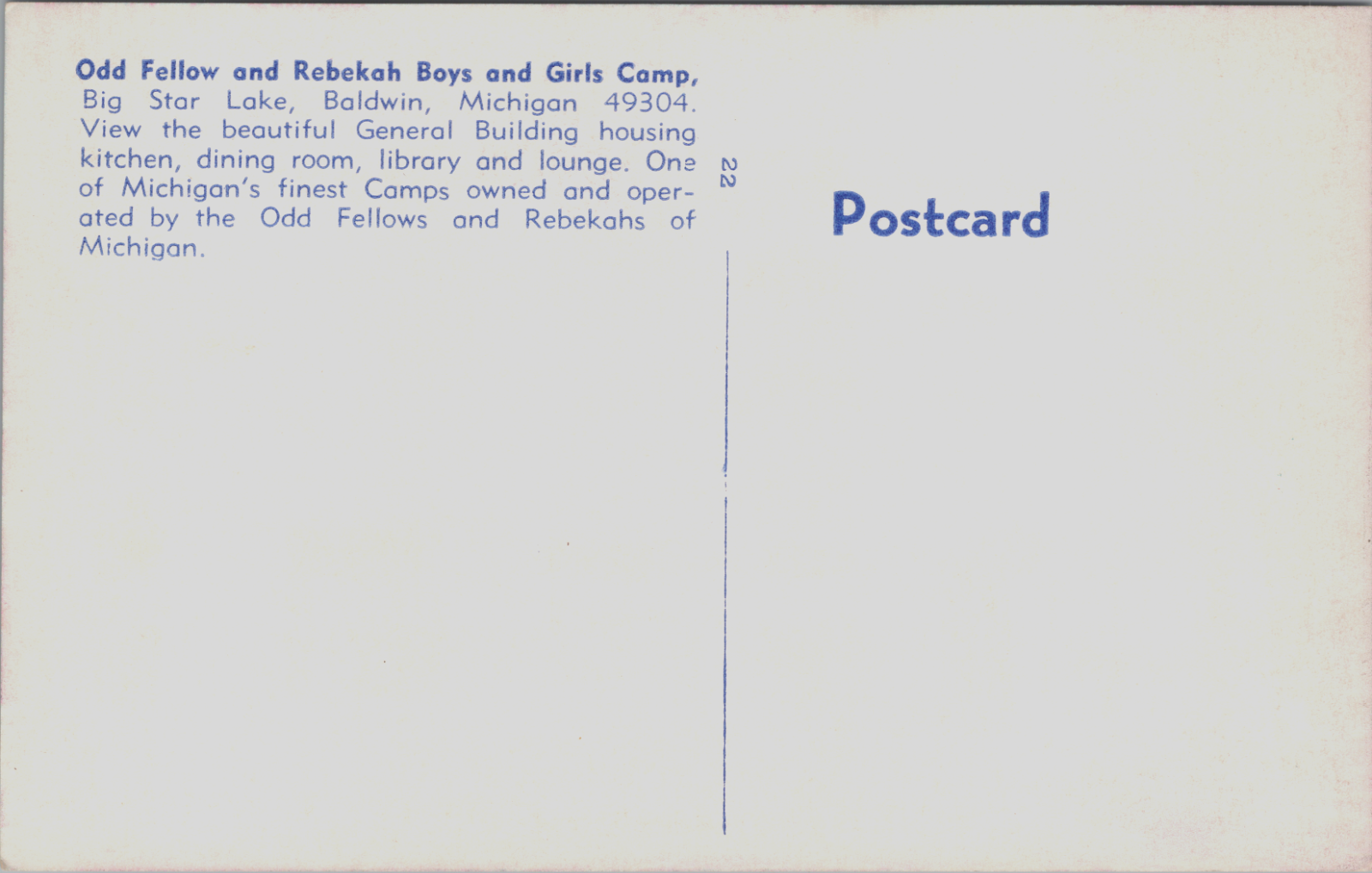 Odd Fellow Rebekah Camp Kitchen Dining Library Lounge Big Star Lake