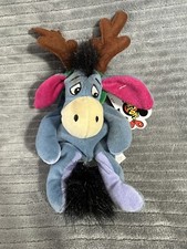Vintage Disney Mouseketoys Christmas Mini Bean Bag Eeyore with Antlers 9  NWT