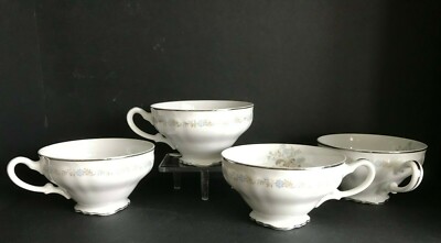 Three Castle Fine China JAPAN Suzanne Vintge Tea Cups White & Blue