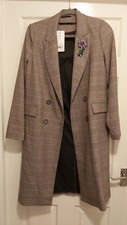 New Hallhuber Glencheck Womens Ladies Multicoloured Coat Size 6