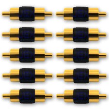 10X Gold RCA/Phono Audio/Video Male to Male Connector/Coupler Gender Changer LOT