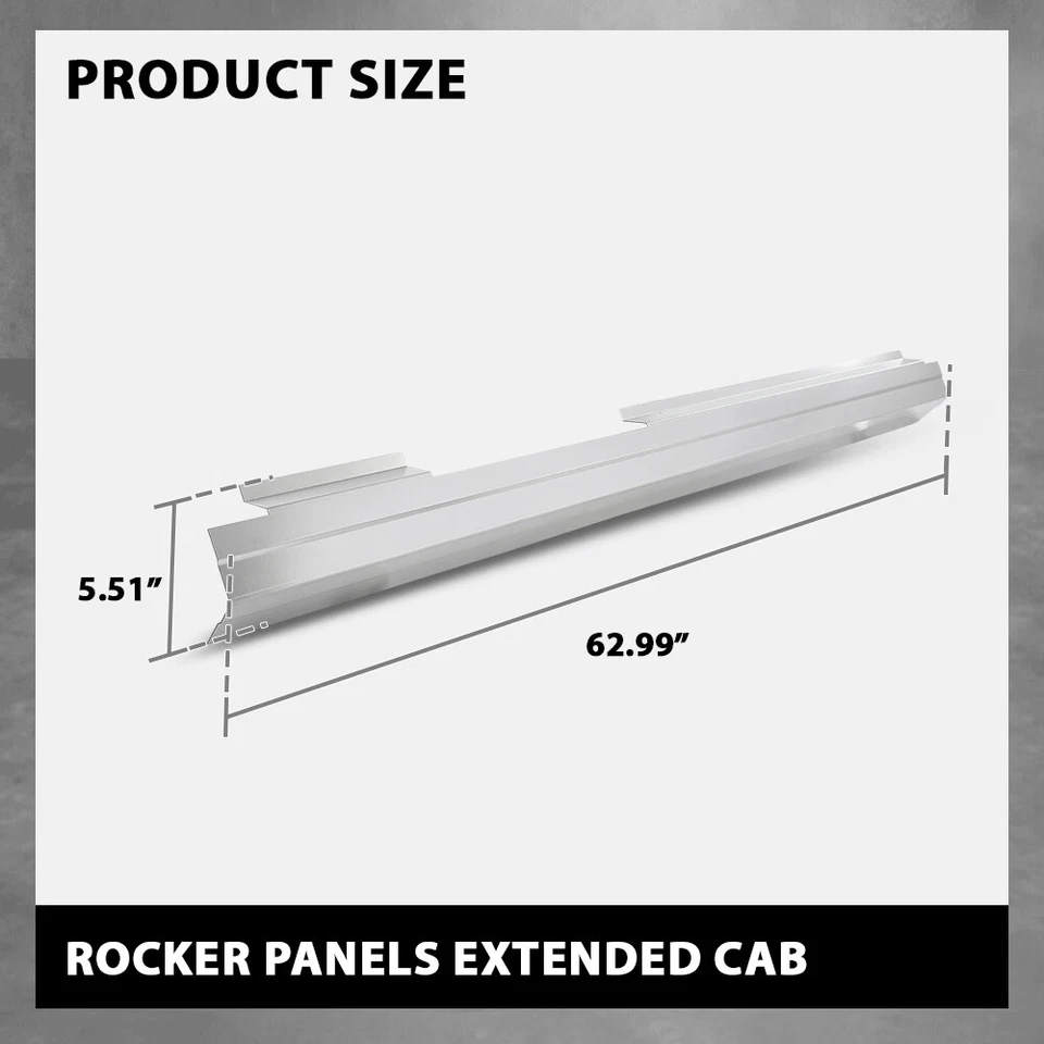 Fit For 07-13 Chevy Silverado GMC Sierra 62.99" Extended Cab Rocker Panels - Image 4 of 4