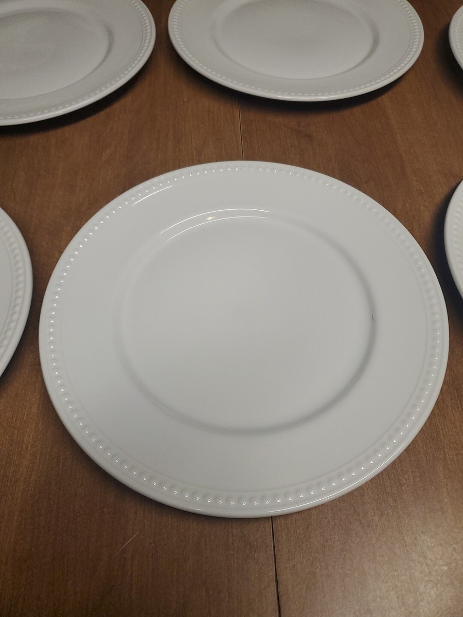 fitz Floyd EVERYDAY WHITE BEADED Dinner plates 10 3/4