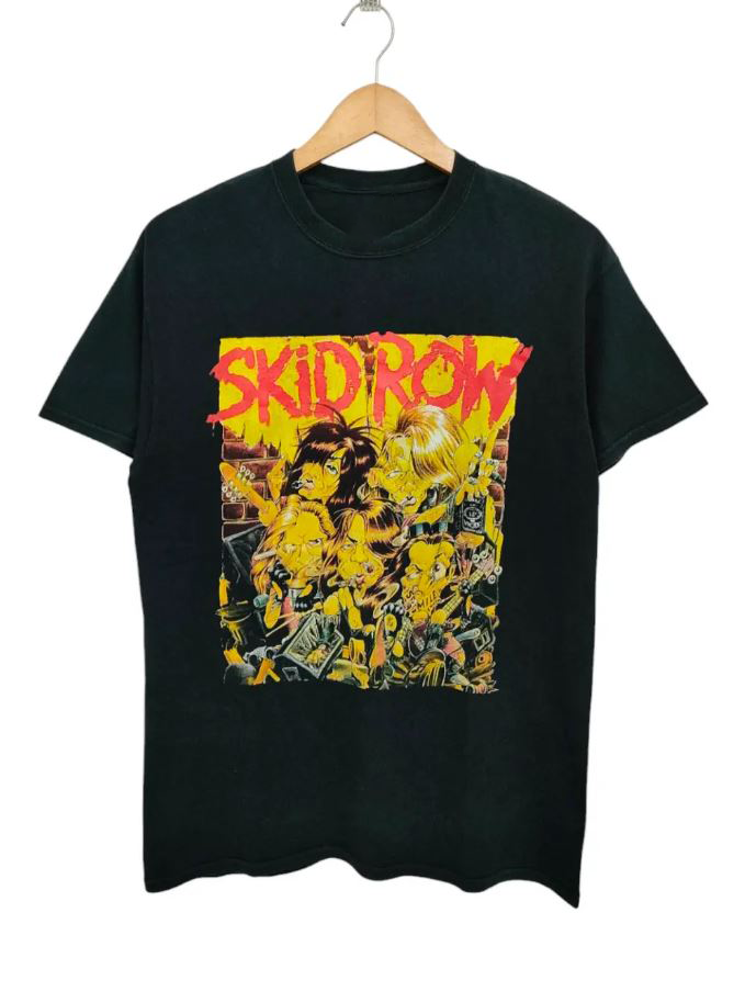 FILA T shirt SKID ROW Band nera tour unisex cotone taglia intera UB128