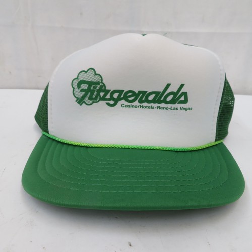 Vintage Fitzgeralds Mesh Snapback Trucker Hat Casino Cap Green One-Size