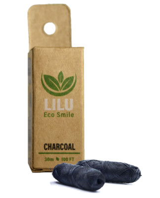  Organic Vegan Bamboo Charcoal Dental Floss  2 Refill Pack  Eco-Friendly