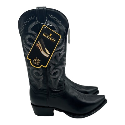 NIB Men's Dan Post Boots Milwaukee Snip Toe Cowboy Black Casual DP2140 Sz 8.5 D