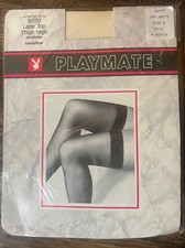 NEW Playboy Playmate Lace Top Thigh High Lingerie Stockings Nylon VINTAGE Size B