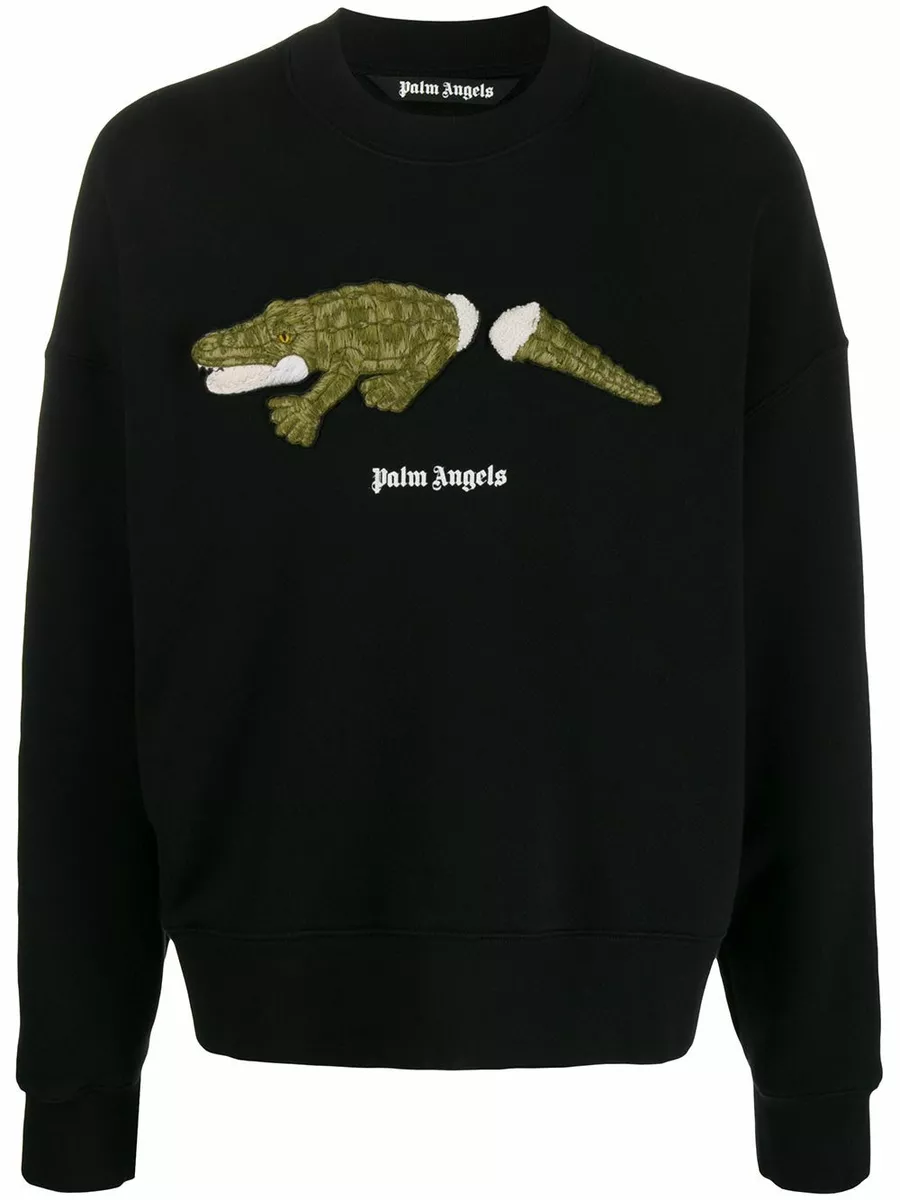 Palm Angels Croco Crocodile Embroidered Patch Sweatshirt Black Jumper X-Large XL