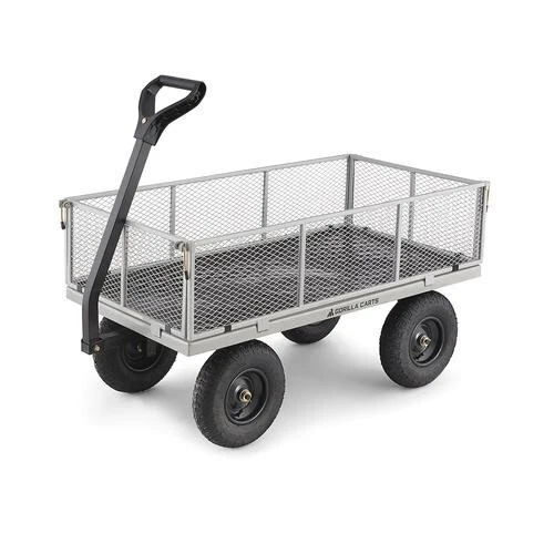 1200 Lb Gray Steel Utility Cart Removable Mesh Side Trailer Hitch Garden Wagon - Image 2 of 4