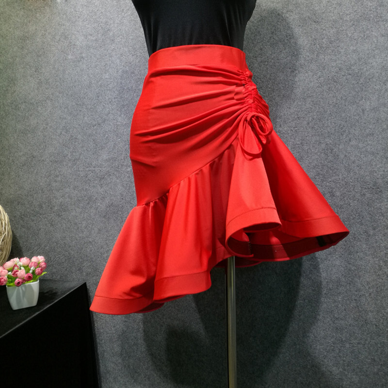 Gonna Da Ballo Quadrato Rosso Modello W130 - Abito Per Salsa, Tango, Rumba, Cha Cha