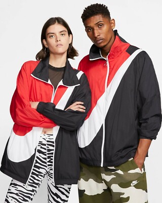 Nike Womens Sportswear Woven Swoosh Jacket Black Color Block