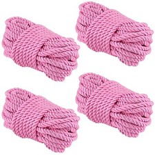 4 Pack 32 Feet 8 mm Pink SoftCotton Rope Durable Thick Silk Rope