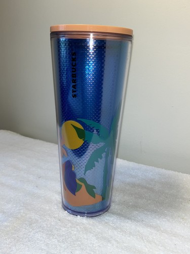 Starbucks Tumbler Iridescent Tropical Mermaid 24oz Cold Cup Orange Lid - Picture 5 of 8