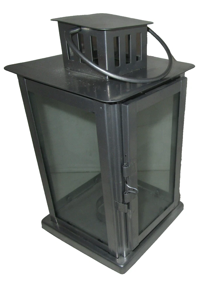 Candelabro linterna luz té ~ metal y vidrio colgante PLATA ~ 8 1/4”H X 4.5”W Foto 2 de 2