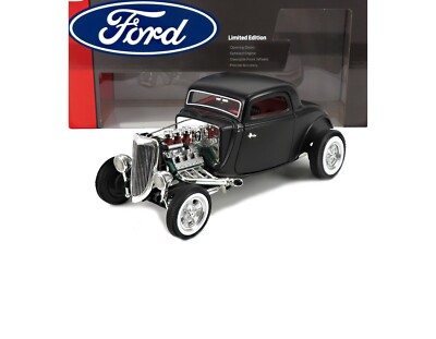 1934 FORD 3-WINDOW HIGH BOY HOT ROD MATT BLACK 1:18 SCALE BY