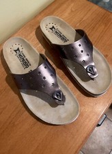 MEPHISTO Perforated Leather Thong Sandals - Nikie Star - Bronze - EU 38 US 8