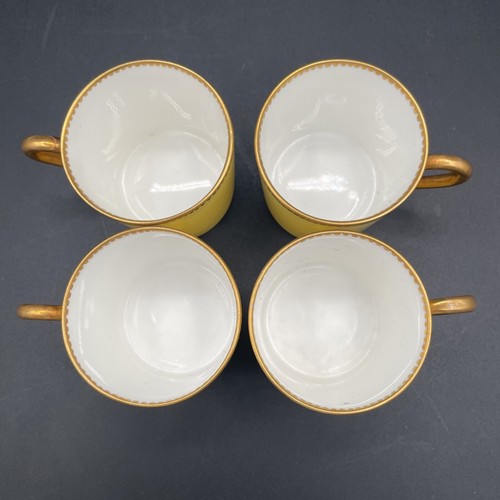 Aynsley T. Goode Espresso Cup & Saucer Set Of 4 Yellow W/ Gold Trim England - Picture 14 of 16