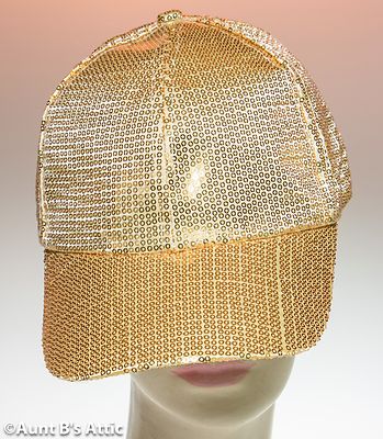 Baseball Cap Gold Sequin Hat Fancy 