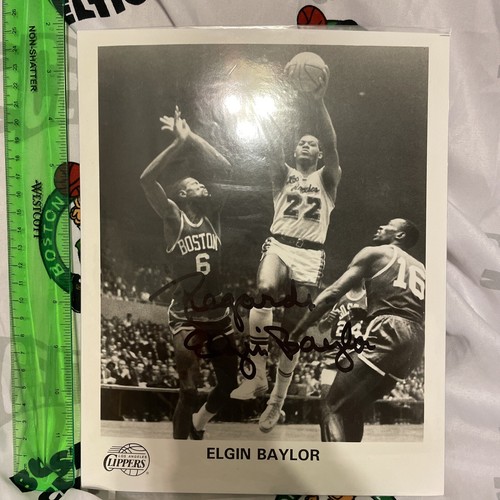 Elgin Baylor Los Angeles Lakers Auto Photo Signed COA - 第 1/6 張圖片