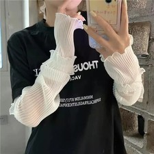 Lace Ruffled Ice Silk Arm Sleeves Sale UV Protection Sun Sleeves Soft Breath