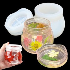 Silicone Jar Mold with Lid, Pudding Resin Mould - Round Bottle Cup Epoxy Cast...