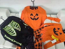Halloween Season Matching Pajama Set Pumpkin Skeleton Adult/ Kids 8 XS L XXL NWT