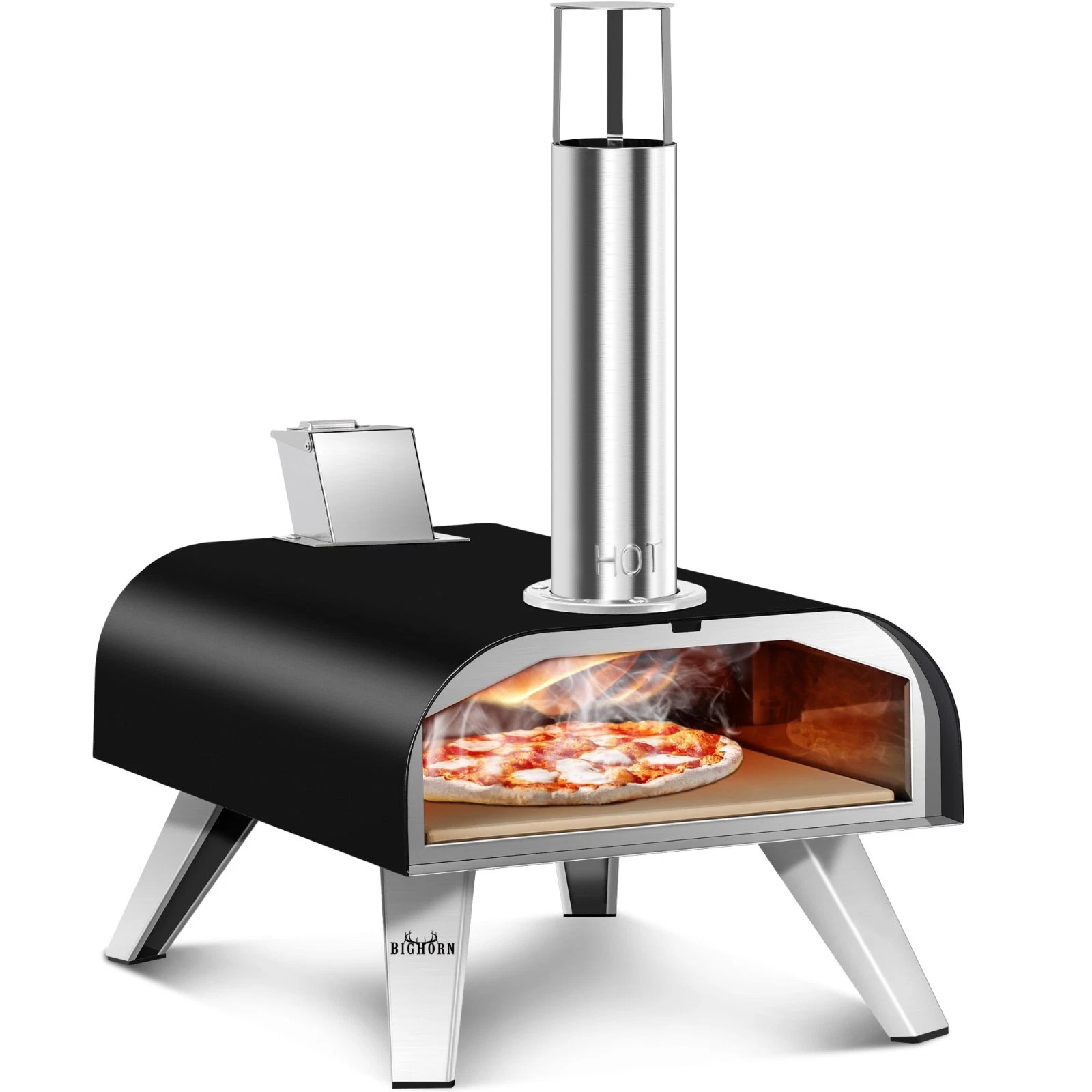 BIG HORN OUTDOORS 12" Black Stainless Steel Pizza Ovens Wood Pellet Pizza Maker
Opens in a new windo