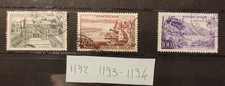 série timbres france oblitérés année 1959 n° 1192 1193 1194