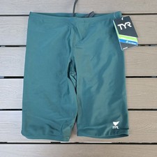 TYR Men's Tyreeco Nylon Solid Evergreen Swimsuit Jammer Sz 30 NEW