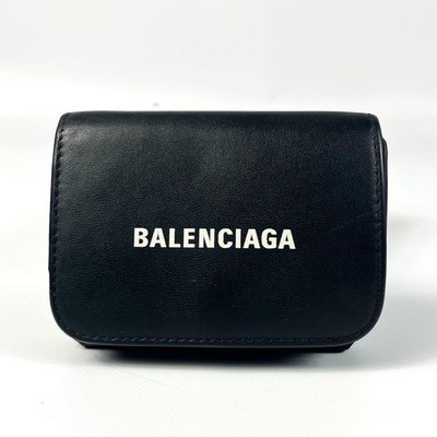 Balenciaga Eday Trifold Wallet Leather Black Unisex