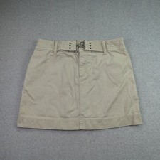 American Eagle Skirt Womens 6 Khaki Tan Y2K Mini Cotton Belted Chino Casual