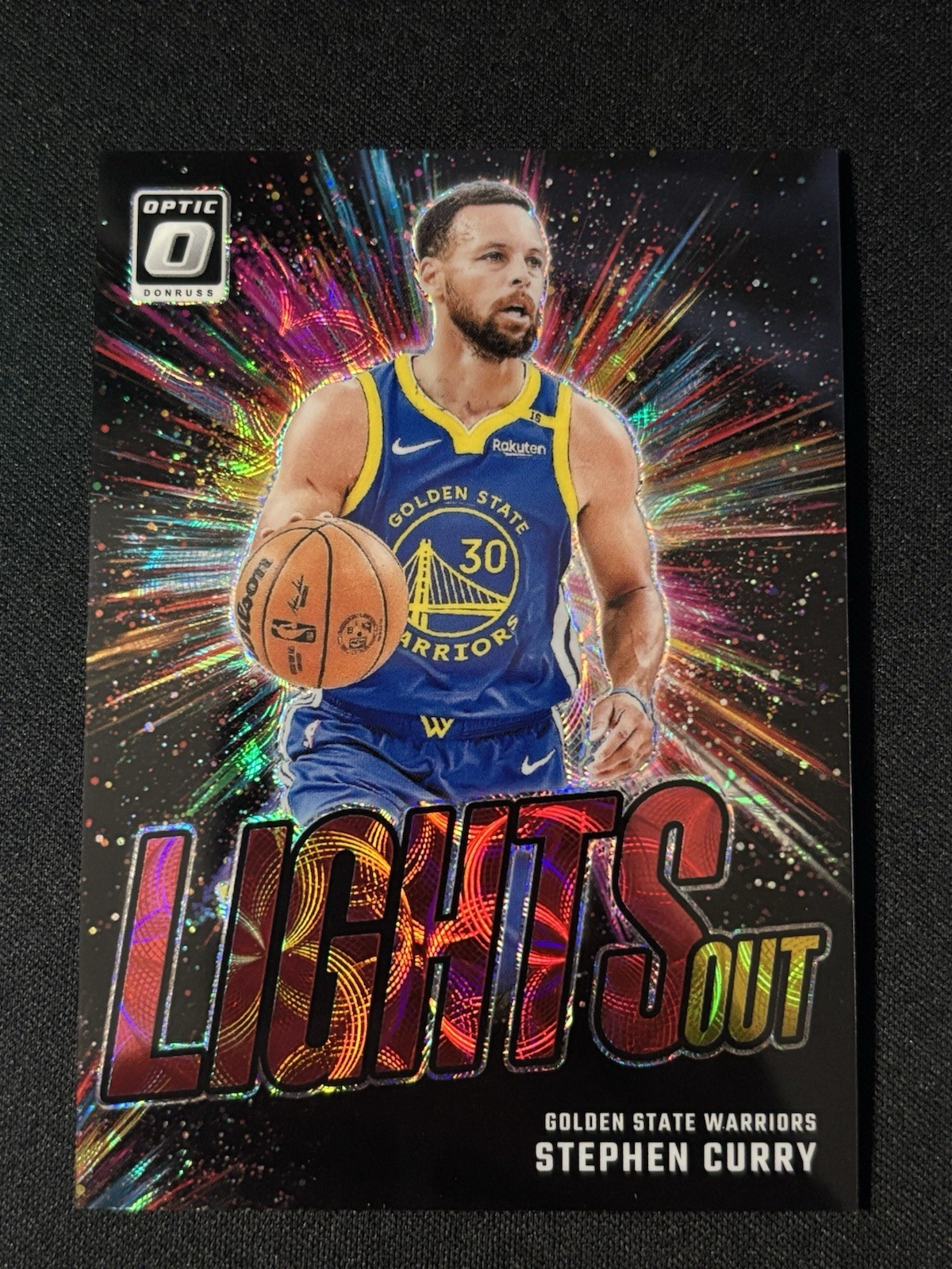 Stephen Curry 2024-25 Panini Donruss Optic Lights Out Red Gold Scope /99