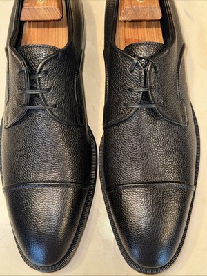 Hugo Boss Men\'s Oxford Dress‎ Shoe Black Leather Size 11 BOSS - Leather Oxford shoes with perforated details - Black main image 2