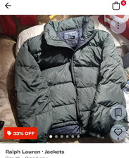 Polo Sport Ralph Lauren Men's Green Down Puffer Jacket XL Full Zip Logo