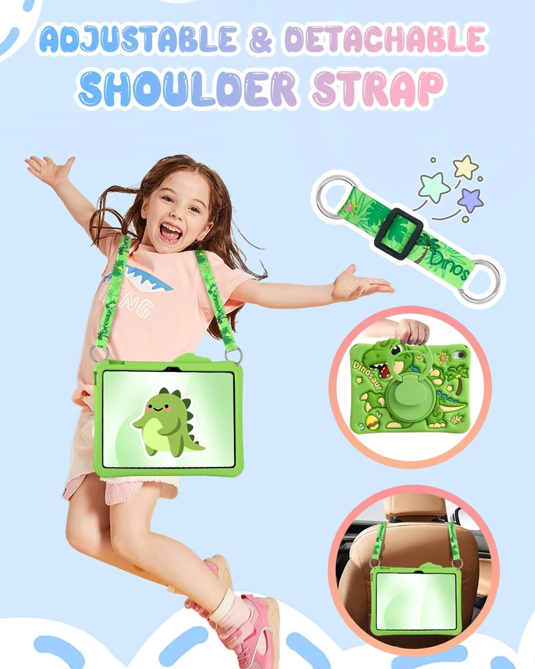 Funda Boaretiu para iPad A16/Funda 10ª Generación - Dinosaurio Verde Genial para Niño... Foto 4 de 4
