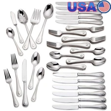 65 Piece Stainless Steel Flatware Set 12 Dishwasher Safe Elegant Cutlery New