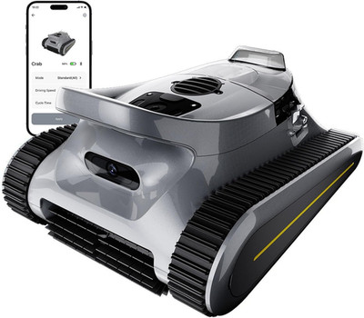Powerful Cordless Robotic Pool Cleaner - 180W Suction, Wall Climbing, 3 Modes