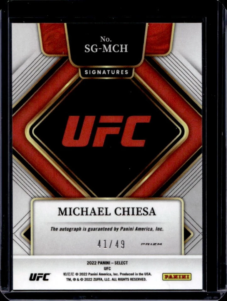 2022 Select UFC Michael Chiesa Signatures Blue Prizm Auto #/49 - Image 2 of 2