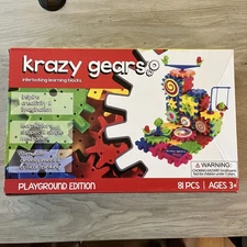 Gear Building Toy Set - 81 PC Interlocking Learning Blocks w/ Spinning Gears