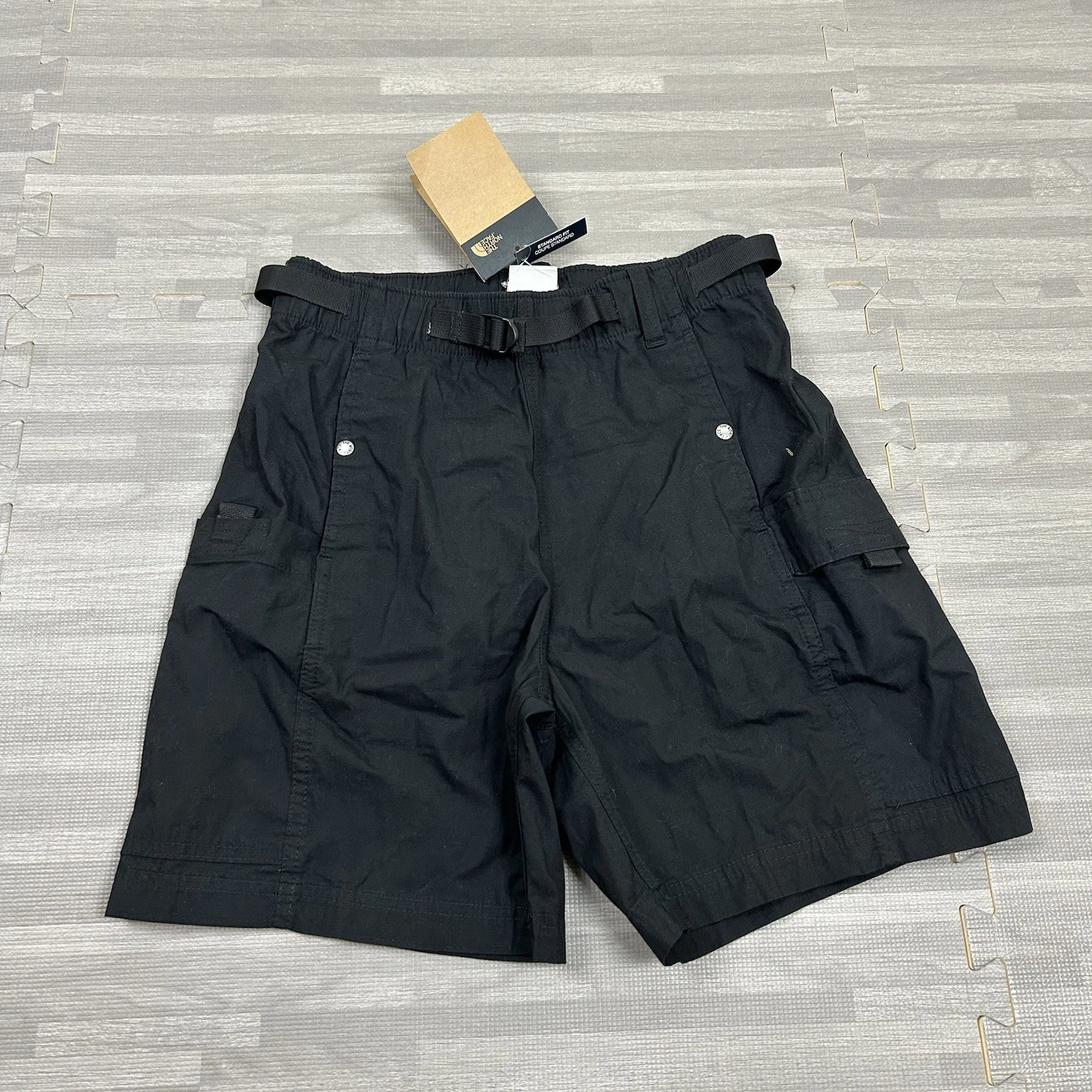 The North Face Ripstop Cargo EZ Belted Shorts Mens Size XS 6" Black $65