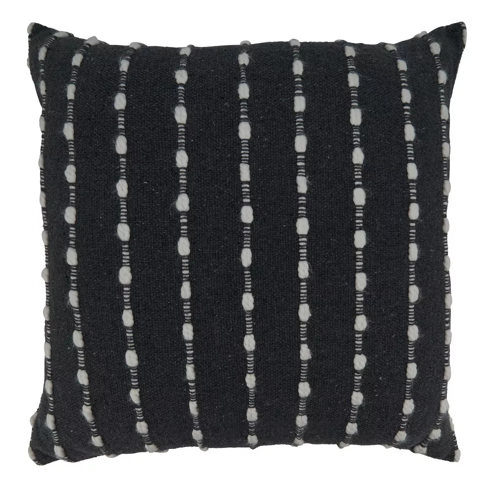 Saro Lifestyle Striped Decorative Pillow Cover Black 22 x 22 5790₽