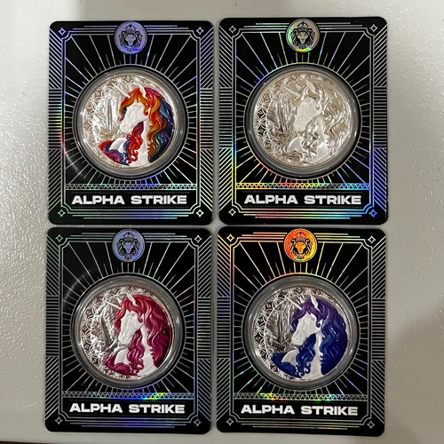 2025 ALPHA STRIKE Unicorn 1 oz 999 Fine Silver Scottsdale Mint Color ✅ Set of 4